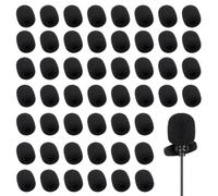 50 Pcs Microphone Covers Foam Microphone Windscreen Mini Mic Covers for Microphones Mic Shield Foam Protection for Small Lapel and Lavalier Microphones (Black)