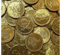 50 Pcs Milk Chocolate Gold Pirate Coins | Solid Milk Chocolate Gold Foiled Coins in | Sweets Bulk | Chocolate Hamper for Stocking Fillers, Christmas Gifts or Party Bag Fillers & Events