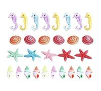 50 Pcs Mini Beach Seashells Sea Star Seahorse Natural Conch Landscape Boat Ornaments Nautical Landscape Decor for DIY Craft Accessories