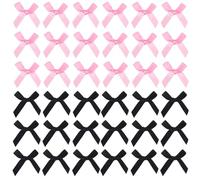 50 Pcs Mini Bows Black and Pink Bows 4x4cm Satin Ribbon Bow DIY Cute Small Satin Bow for Craft Sewing Scrapbooking Christmas Party Wedding Gift Wrapping (Black and Pink 25 Each)