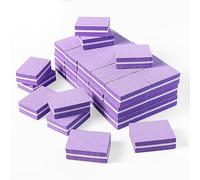 50 Pcs Mini Buffer Blocks, 100/180 Grit Purple Double Sided Nail File Blocks for Natural, Gel & Acrylic Nails, Home & Salon Use
