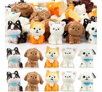 50 Pcs Mini Cat/Dog Figurine Bulk, Tiny Resin Animals Miniature Small Puppy Statue, Cute Craft Micro Landscape Ornament for Fairy Garden Dollhouse Terrarium Party Bag Fillers(Mixed color-50-Dog)