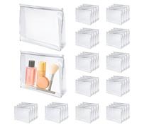50 Pcs Mini Clear Makeup Bag Travel Toiletry Organizer Pouch, 7.87 x 5.90 Inches Cosmetic Vanity Drawers Waterproof Zipper Organizer Swimsuit Organizer Bags, Vacation Portable Bulk Toiletry Bag