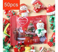 50 Pcs Mini Glow in The Dark Christmas Figures Resin Models, Mystery Blind Bag Tiny Resin Figures Luminous for Garden Accessories, Birthday Party Gift, DIY Crafts, Ornaments