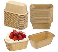50 PCS Mini Loaf Cake Cases - Oven Safe Greaseproof Paper for Cupcakes, Muffins, and Mini Breads - Perfect for Baking & Desserts