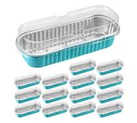 50 Pcs Mini Loaf Pans with Lids, Aluminum Disposable Thickened Tinfoil Cake Boxes, 200ml Non-Stick Heat Resistant Aluminum Mini Loaf Tin, Rectangular Food Loaf Pans for Cakes, Durian, Et