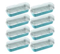 50 Pcs Mini Loaf Pans with Lids, Disposable Thickened Tinfoil Boxes Mini Loaf Cake Cases, 200ml Non-Stick Heat Resistant Aluminum Mini Loaf Tin, Rectangular Food Loaf Pans for Cakes, Durian, Et