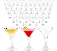 50 Pcs Mini Martini Glasses 5 oz Plastic Tall Cocktail Glasses Small Cocktail Stem Glasses for Wine Dessert Ice Cream Birthday Wedding Parties