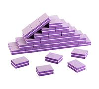 50 Pcs Mini Nail Buffer Blocks 180/100 Grit Sandwich Nail Buffer Washable for Nail Care(Purple)