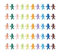 50 Pcs Mini Plastic Babies - 1 Inch Multi Colored Tiny Toys for Baby Shower Party Favors, Ice Cube Games, Party Decorations (10 Colors)