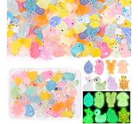 50 PCS Mini Resin Animals Figures Glow in The Dark Tiny Resin Animals Miniature Bulk for Fairy Garden Miniature Dollhouse Accessories Hide Crafts Decor