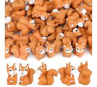 50 PCS Mini Resin Squirrel, Mini Squirrel Figurines, Resin Cute Squirrel Cupcake Topper for Forest Garden Micro Landscape Birthday Decor Party Supplies School DIY Craft Project