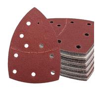 50 PCS Mouse Detail Sander Sandpaper, 120 Grit Palm Sander Sandpaper 11 Holes Hook and Loop Sander Pads Triangular Sanding Sheets Abrasive Sanding Paper for Mouse Sander