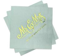 50 PCS Mr & Mrs Dinner Napkins,Wedding Napkins Eucalyptus Sage Green Serviette Thanks for Coming Disposable Decorative Towels for Wedding Shower Banquet Rehearsal Decoraions