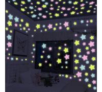 50 Pcs Multicolor Glow in The Dark Luminous Stars Fluorescent Noctilucent Plastic Wall Stickers Murals Decals for Party Supplies Home Art Decor Kids Bedroom Room Decorations
