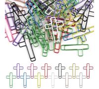 50 PCS Multicolored Cross Paper Clips - 1.34" x 0.8" Cute Christian Journaling & Bible Paper Clips Study Supplies, Ideal for Bookmarks, Notes & Gifts