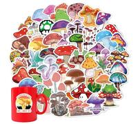50 Pcs Mushroom Stickers, Cute Mushroom Stickers, Waterproof Vinyl Cartoon Decal Kids Teens Adult Water Bottles, Skateboard, Luggage, Scrapbook, Journal, Guitar