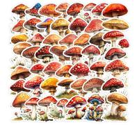 50 Pcs Mushroom Stickers for Kids Teens Adults Boys Girls Gift,Mushroom Stickers Pack for Laptop,Skateboard,Luggage,Car,Bike,Cup,Computer,Water Bottle Decor,Vinyl Waterproof Stickers