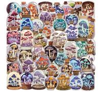 50 Pcs Mushrooms Stickers for Kids Teens Adults Boys Girls Gift,Mushrooms Stickers Pack for Laptop,Skateboard,Luggage,Car,Bike,Cup,Computer,Water Bottle Decor,Transparent Vinyl Waterproof Decals
