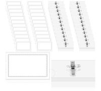 50 Pcs Name Badges with Crocodile Clip and Safety Pin, Transparent Badge Holder for Work, Horizontal ID Card Holders, Plastic Clear Name Tags for School, Colleges, Offices, Corporate Event, Conference