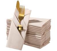 50 PCS Napkin with Built-in Flatware Pocket, Prefolded Dinner Paper Napkin, Airlaid Disposable Napkin for Silverware, Folded Cutlery Napkins for Wedding Party, Banquet, Holiday