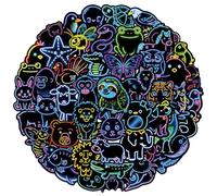 50 Pcs Neon Animal Stickers | Waterproof Vinyl Decals for Phone Case, Journal, Laptop, Skateboard & More | Colorful Graffiti Stickers for DIY Decoration