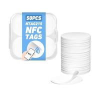 50 Pcs NTAG215 NFC Tags Stickers, Rewritable Programmable NFC 215 Chip, 504 Bytes Memory, Compatible with TagMo Amiibo & All NFC Enabled Devices, 1-Inch Coin Size with Adhesive Back