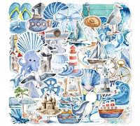 50 Pcs Ocean Journey Stickers for Girls Boys Children Teens, Sea World Stickers for Laptop Water Bottles,Bicycle,Skateboard,Computer,Waterproof Vinyl for Wall,Graffiti Stickers