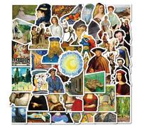50 Pcs Oil Painting Art Stickers for Children Teens Girls Boys,The Art of Oil Painting Stickers for Laptop Water Bottles,Bicycle,Skateboard,Computer,Waterproof Vinyl for Wall, Graffiti Stickers