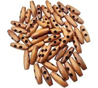 50 Pcs Olive Shape Wooden Brown Toggles Buttons 2 Holes Sewing Buttons for Clothes Decor Everything Coat Trench Coat Button Accessories