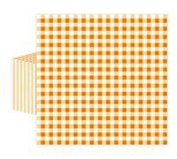 50 PCS Orange Checkered Paper Napkins, Disposable Party Gingham Serviettes Luncheon Napkin Plaid Dinner Beverage Napkin for Picnic Baby & Bridal Shower Wedding Birthday Party Decorations (Orange)