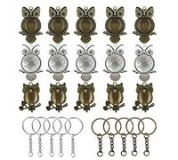 50 PCS Owl Pendant Trays Kit, Woohome 20 PCS Owl Pendant Trays with 20 PCS Glass Dome Tiles Clear Cameo, 10 PCS Pendant Buckle, Different Shape Pendant Blank Bezels for Jewelry Making