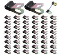 50 Pcs P Clips, Steel P Clips 1/4 inch with Rubber Coated Cushioned Insulated,Cable Clamps for Wiring Tube Lines Wire Cord Installation, Fixing(Black)