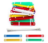 50 Pcs Paper Fasteners, 2 Hole Binder Clip,8cm Hole Spacing,Colored Plastic Binding Strips for Office School Paper Files Binder Filing Clip