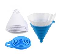 50 Pcs Paper Paint Filters and 1 Pc Silicone Funnel, 190 Micron Nylon Mesh Cone Disposable Paint Strainers for Automotive Spray Guns, Art Painting, Cooking Oil, Resin and Crafts