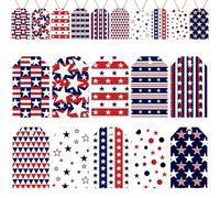 50 PCS Patriotic Gift Tags,Red Blue White USA Flag Star and Stripes Stripes Paper Labels Thank You Gift Wrapping Tags for July 4th Independence Memorial Veterans Day Christmas DIY Present Hanging Tag