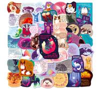 50 Pcs Pattern Text Mix and Match Stickers for Skateboard,Luggage,Guitar,Water Bottles,Phone,Grey Cat Cute Style Stickers Waterproof Vinyl,Graffiti Decorate for Teens Girls Children Motivate Gift