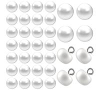 50 Pcs Pearl Buttons for Clothes, 10 mm Sew on Pearl Buttons, White Round Decorative Sewing on Pearls Button for Sewing Clothing, Shirt, Cardigans, Wedding Dresses, DIY Crafts