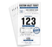 50 PCS Personalised 3 Part Valet Parking Tickets with Numbered Key Tags