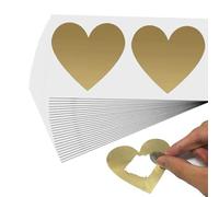 50 Pcs Personalised Gold Scratch Off Stickers Heart Shaped DIY Coating Labels Beautifully Self Adhesive Labels for Scratch Card Reveal Making and Decoration (Gold Heart Shape)