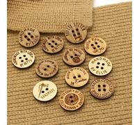 50 Pcs Personalized Custom Wood Label Add Any Text, Wooden Button Tags, Gift Labels, Knitted and Crocheted, Handmade Clothing Crochet, Products Labels, Quilt Baby Clothes Blanket Sew On (25x25Mm)