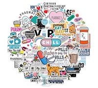 50 Pcs Pharmacist Stickers, Fun Pharmacy & Medication Decals, Waterproof Vinyl Stickers for Laptop, Water Bottle, Phone Case, Journal, Guitar, Luggage, DIY Projects
