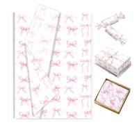 50 PCS Pink Bow Wrapping Paper, Birthday Wrapping Paper with Bow Print, Soft Gift Wrap Ideal for Birthday Parties, Baby Showers, Holiday Gifts, Daily Presents