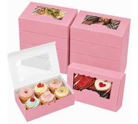 50 PCS Pink Cookie Boxe 21.5 x 13.5 x 5 cm Cupcake Boxes with Windows