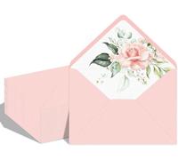 50 Pcs Pink Envelopes Pattern 5x7 Envelopes for Wedding Invitation Cards, Greeting Cards, Birthday Baby Shower Invitations