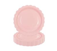 50 Pcs Pink Paper Plates 7 inch/18cm, Scalloped Party Plates Disposable Cake Dessert Dinner Plates for Birthday Baby Shower Wedding Party Decorations Supplies (Pink, 18cm)