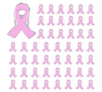 50 PCS Pink Ribbon Breast Cancer Awareness Pins Elegant Breast Cancer Accessories for Clothing Bags Fashionable Breast Cancer Badge & Pin Badge for Social Event (6X4CM)