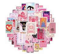 50 Pcs Pink Tarot Stickers Decorations Sticker Pack for Laptop Skateboard Luggage Guitar DIY Decal for Teens Adults
