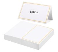 50 Pcs Place Cards for Table Setting, 2×3.34inch Table Tent Cards with Gold Foil Border, Food Labels for Party Buffet, Name Seating Cards for Weddings, Banquets, Events, Dinner Parties(White)