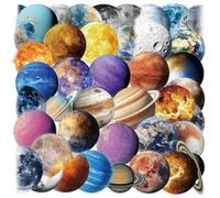 50 PCS Planet Solar System Stickers for Laptop Galaxy Stickers Aesthetic Transparent Waterproof Celestial Decals Wall Luggage Water Bottle Planner Journal Scrapbooking,Space Stickers for Kids Adults